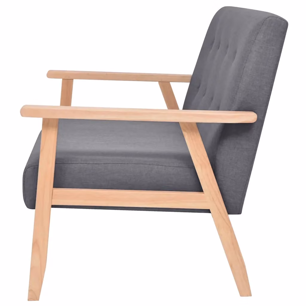 Divano a 2 posti vidaXL in tessuto grigio con struttura in legno in stile mid-century L: 113,5 cm, P: 73,5 cm, H: 67 cm – 2