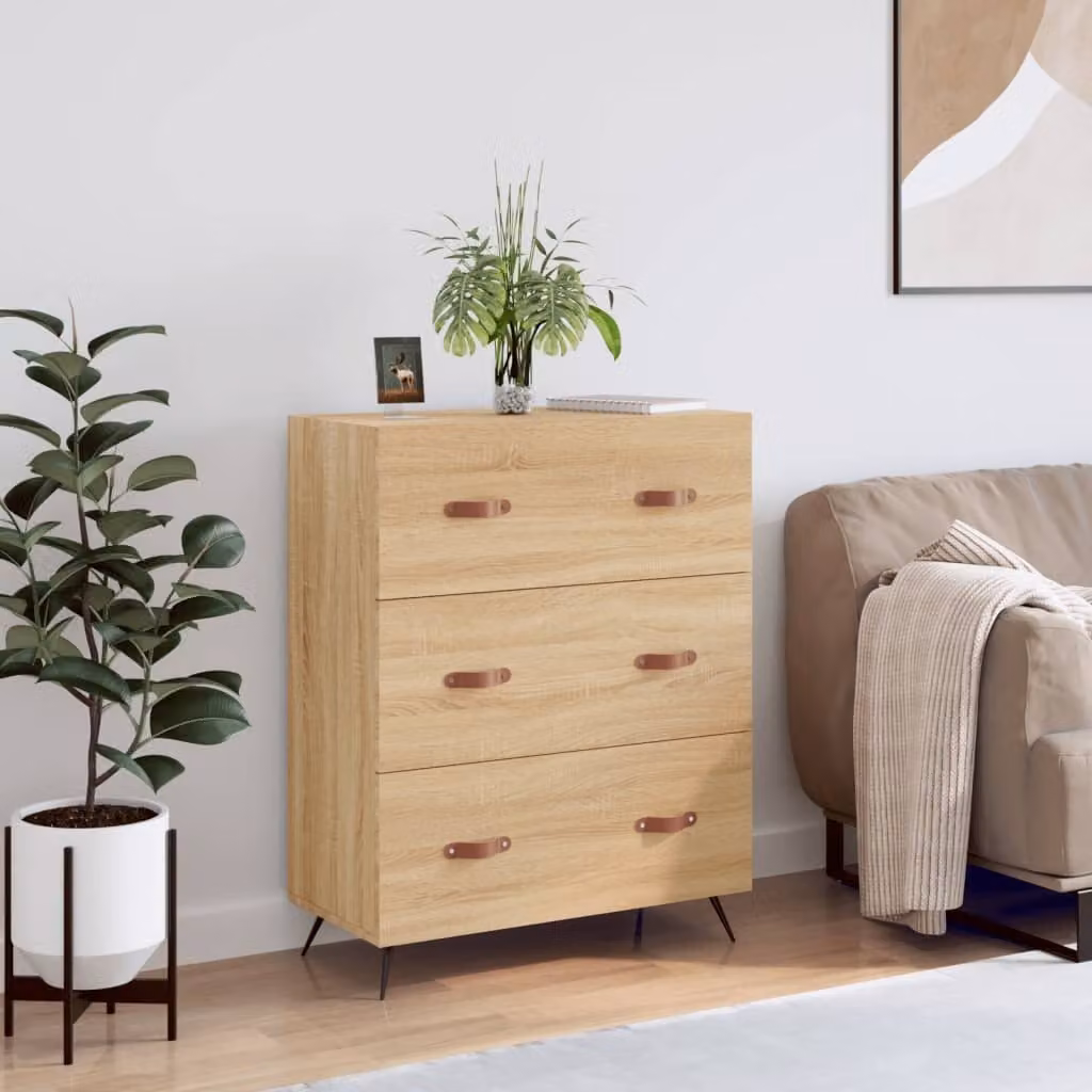 The Living Store cassettiera rovere Sonoma 69,5x34x90 cm materiale in legno