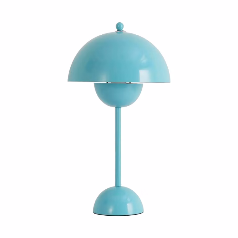 Lampada da tavolo celeste turchese con design a fungo - metallo, 34 cm, attacco E27 per camera da letto, soggiorno, camera dei bambini, studio o ufficio