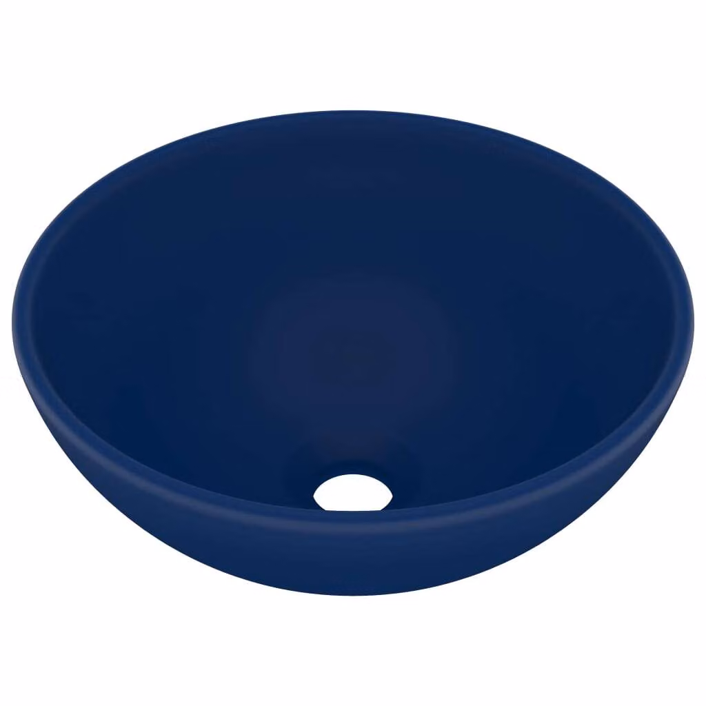 Lavandino Lusso Rotondo Blu Scuro Opaco 32,5x14 cm in Vetroceramica