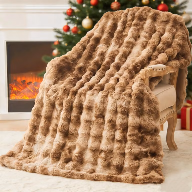 Coperta in ecopelle, dimensioni 220x240 cm, aspetto simile al pelo di coniglio, coperta invernale