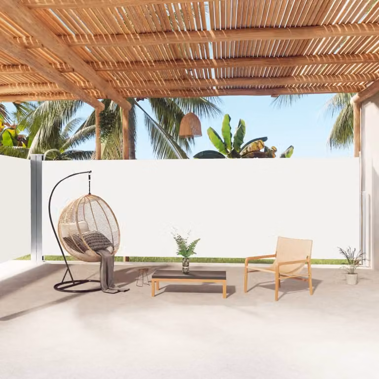 The Living Store Tenda laterale estensibile Crema 180x1000 cm