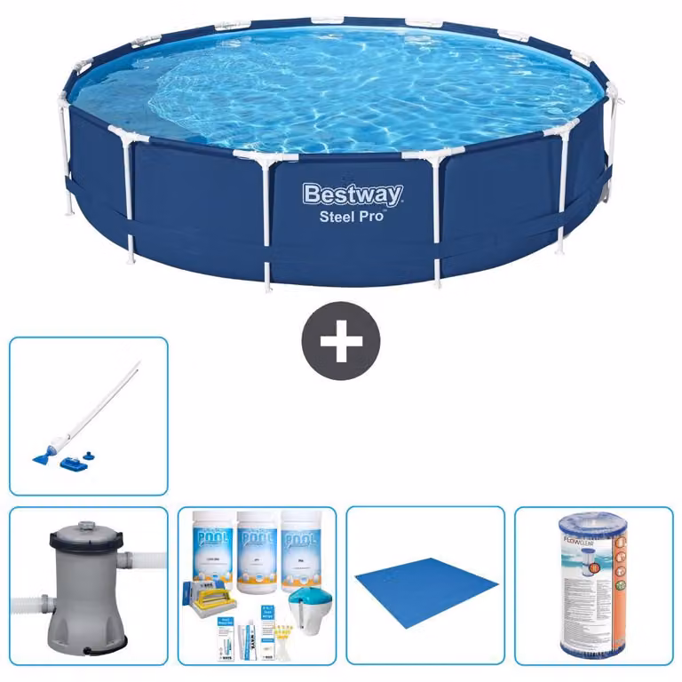 Piscina gonfiabile Bestway Steel Pro, rotonda, dimensioni 396x84 cm, composta da 6 parti, modello S22113