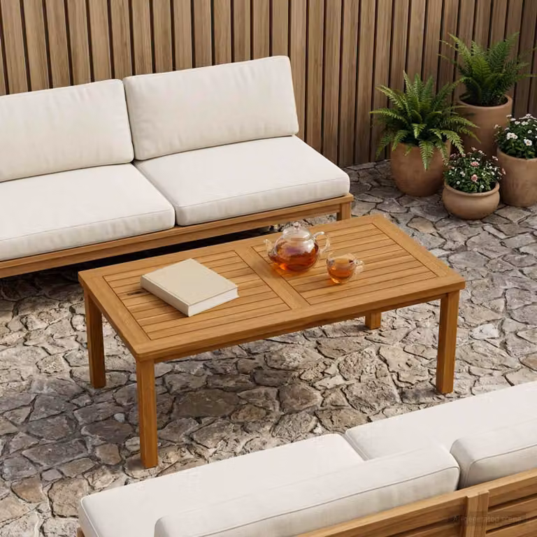 Piano del tavolo rettangolare moderno vidaXL in legno di teak naturale marrone L: 90 cm, P: 45 cm