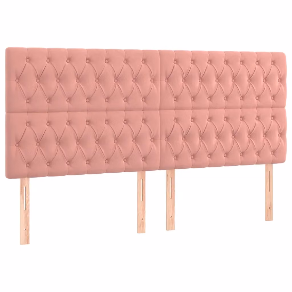 Testiera per letto vidaXL in velluto rosa con struttura in legno, L: 180 cm, P: 7 cm, H: 118-128 cm – 2