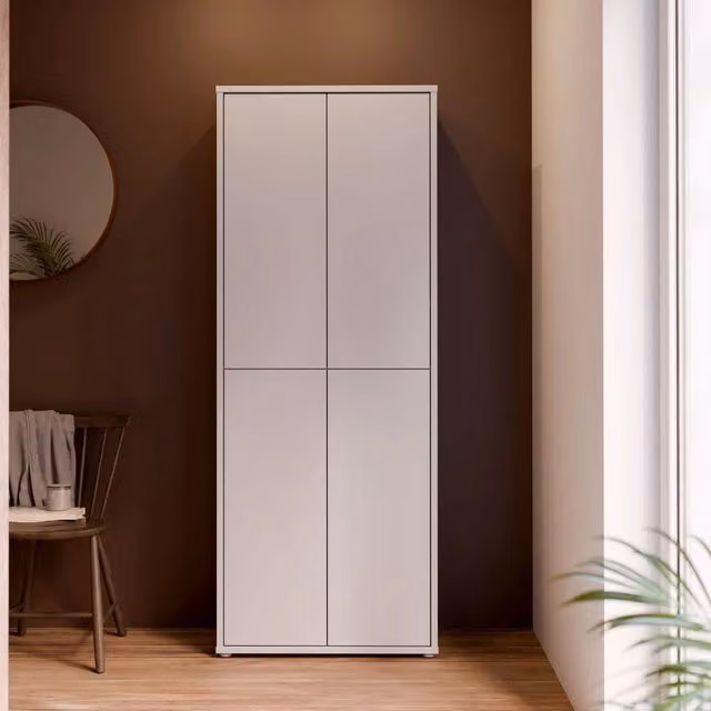 Mobile multiuso Medea 4 ante colore grigio chiaro 74.5x34.9xH 191.9 cm.