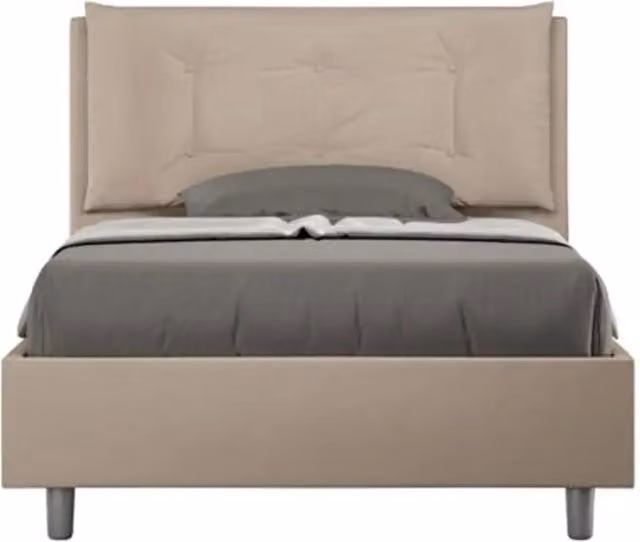 Letto una piazza e mezza contenitore imbottito 120x210 similpelle tortora Annalisa Large