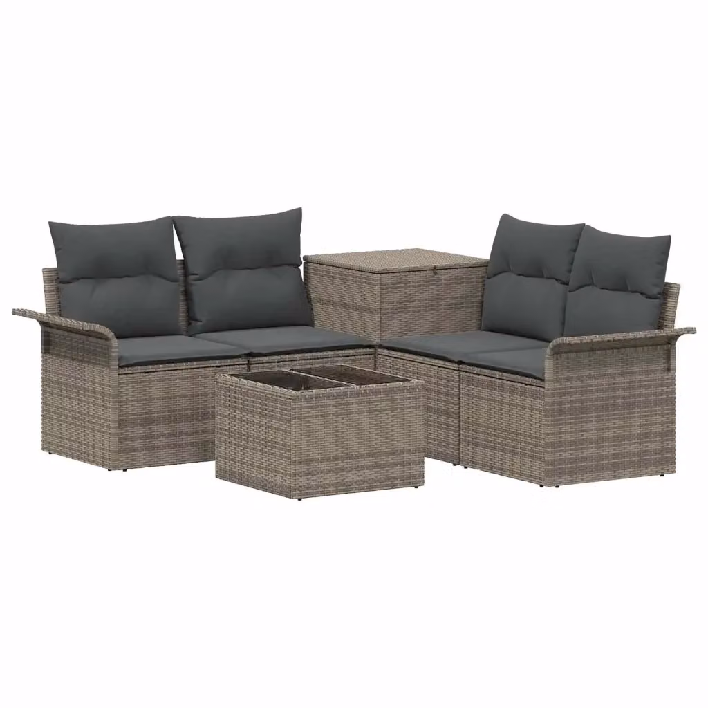 Set di divani da giardino vidaXL a forma di U con tavolino, 6 pezzi, Grigio e Antracite – 2
