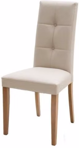 Set di 2 sedie in ecopelle beige e legno rovere con dettagli a bottoni Mobili 2G – 1