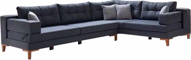 Dunkelgraues Ecksofa Wohnzimmer L-Form Couch Luxus Stoffcouchen