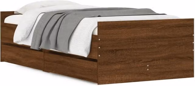 Letto singolo moderno Design In con cassetti in rovere marrone L: 80 cm, P: 190 cm, H: 78 cm