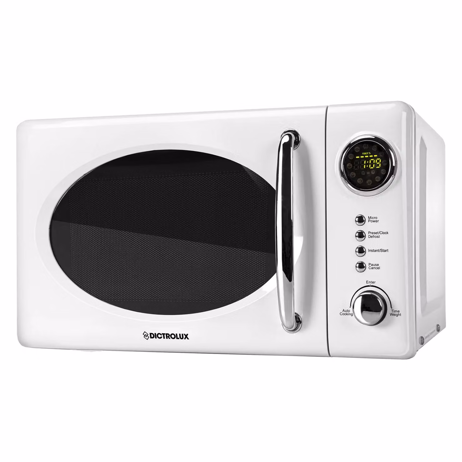 Dictrolux Forno Microonde Digitale Retrò Bianco da 20 Litri 700 Watt con Programmi Automatici e Display LED – 1