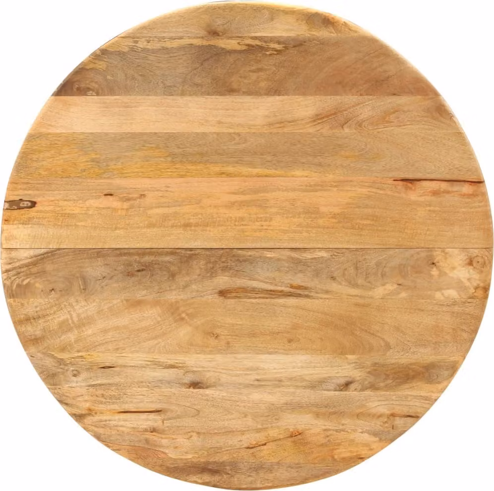 Tavolo da Pranzo Ø110x78cm in Legno Massello di Mango e Acciaio