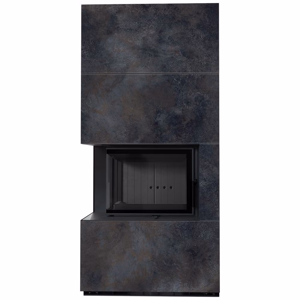 KRATKI FLOKI BOX Kit camino sinistro 8 kW Ø 160 quarzo sinterizzato OSSIDO NERO rivestimento nero