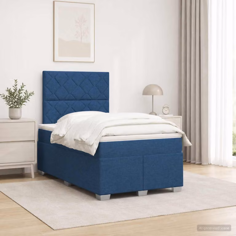 Maison Exclusive - Letto boxspring con materasso blu 120 x 190 cm Tessuto