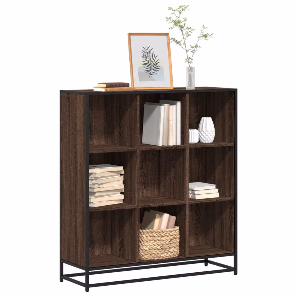Libreria stile industriale vidaXL in legno e metallo, colore marrone, L: 97,5 cm, P: 33 cm, H: 107,5 cm