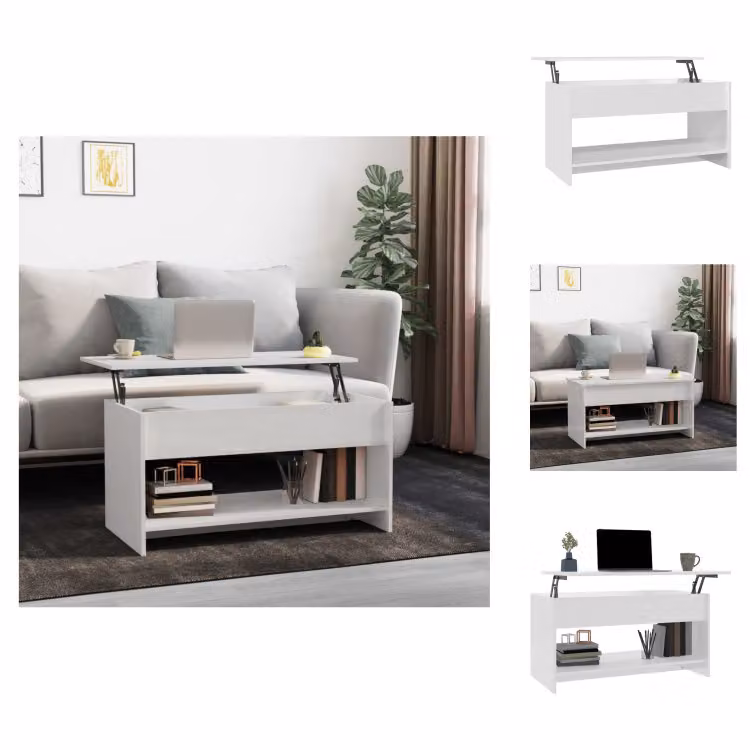 vidaXL Tavolino bianco lucido 102x50x52,5 cm in legno - Tavolini da caffè