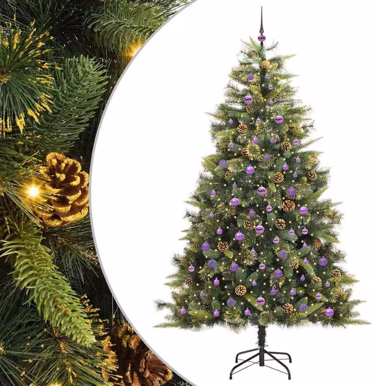 Albero di Natale artificiale pieghevole con pigne 240 cm