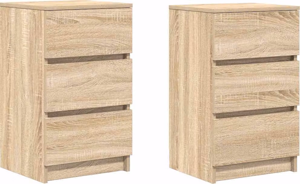 Comodini con 3 Cassetti 2 pz Rovere Sonoma 39x35x65 cm
