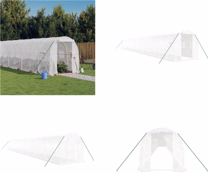 vidaXL Serra con telaio in acciaio bianco 40 m² 20x2x2 m - Serra - Serre - Polytunnel - Serra calpestabile