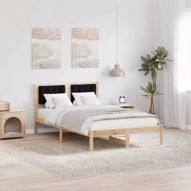 Struttura letto in pino massello vidaXL Nero 120 x 200 cm