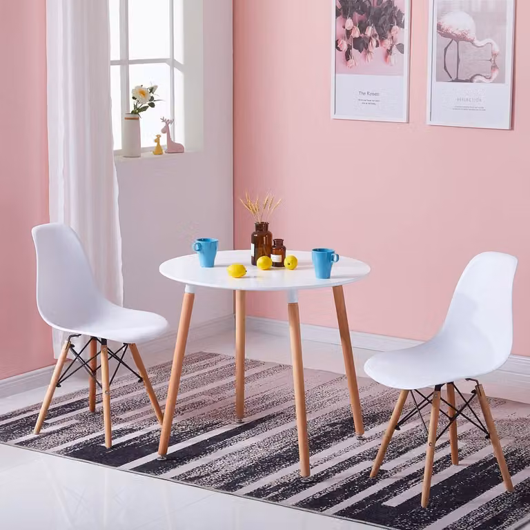 Tavolo rotondo scandinavo in MDF, bianco, diametro 80 cm