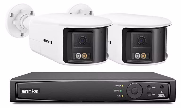 Sistema di telecamere di sicurezza con risoluzione 8MP, doppia lente a 180 gradi e sistema di riconoscimento intelligente delle persone