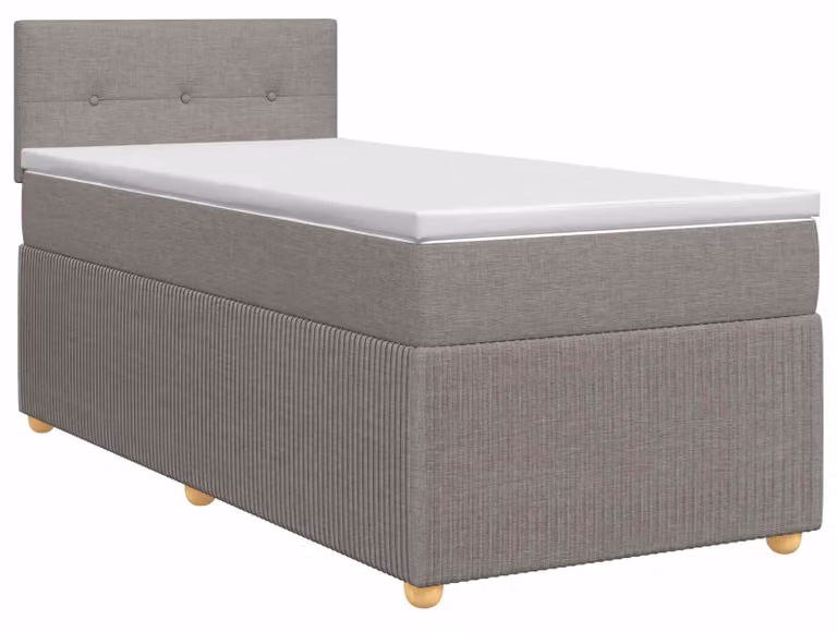 Letto a molle con materasso Taupe 100 x 200 cm in tessuto