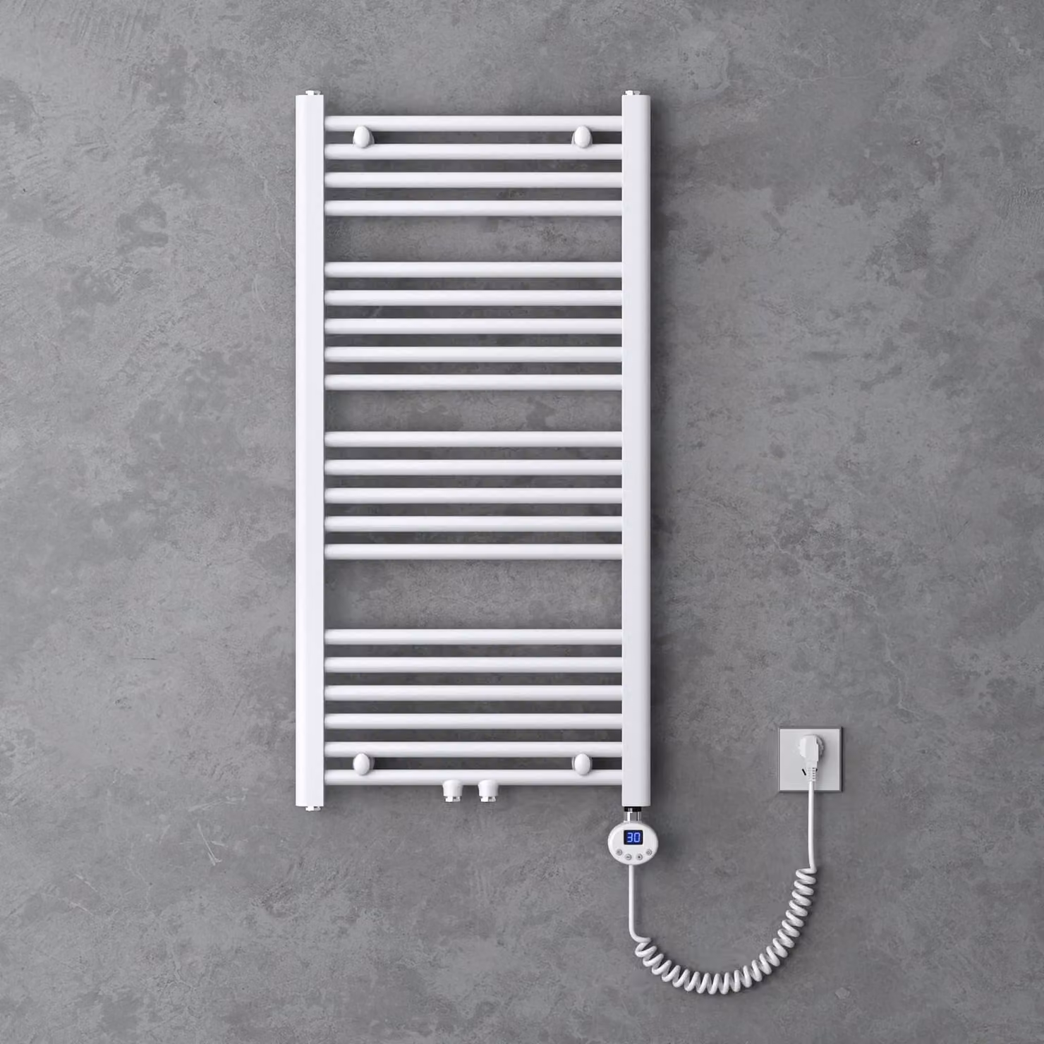 doporro Radiatore Piatto 100x60cm con Elemento Riscaldante 600W, Scaldasalviette da Bagno Termoarredo in Acciaio, Bianco, Riscaldamento Elettrico o ad Acqua Calda RHE