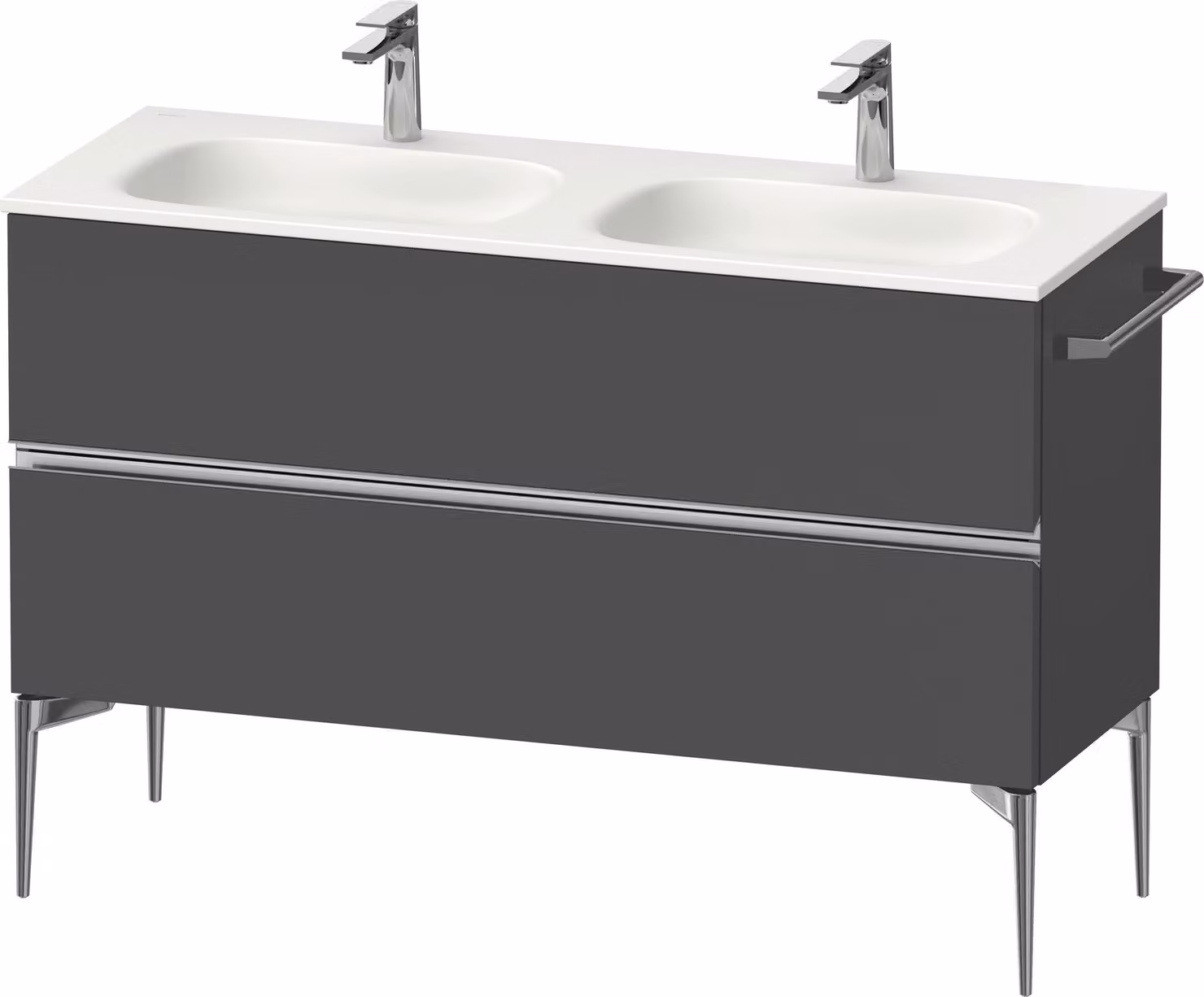 Duravit Sivida Meuble sous-lavabo, 2 tiroirs, poignée profilée chromée, 1280x477x592mm, pour Sivida, SV4654010490000, SV4654010490000
