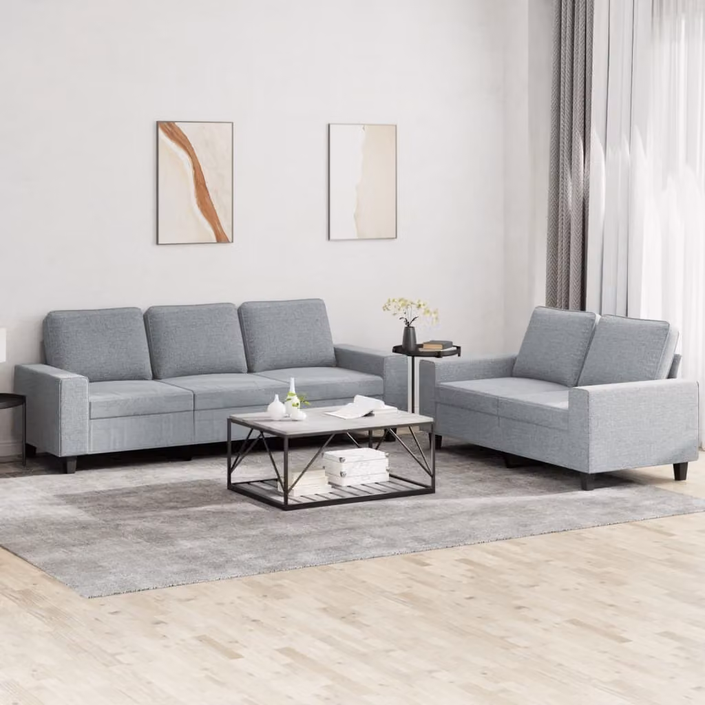 Maison Exclusive - Set divano a 2 posti in tessuto grigio chiaro