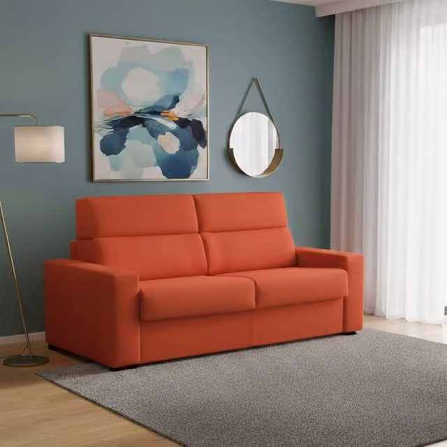 Quindici Divano Letto 3 Posti Sfoderabile Made in Italy Arancione L: 220 cm, P: 95 cm