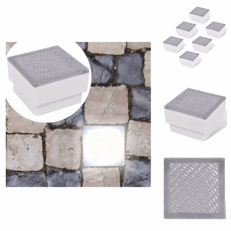 vidaXL Faretto da incasso a terra LED per esterni 6 pz. 100x100x68 mm - Illuminazione per esterni