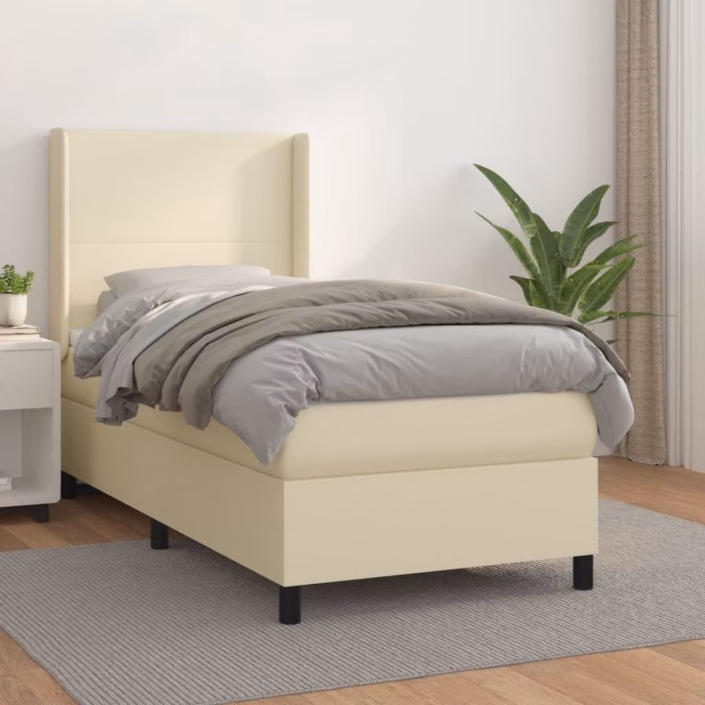 Maison Exclusive - Letto boxspring con materasso color crema 90x200 cm in ecopelle