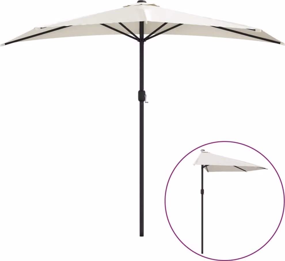 Ombrellone Balcone Palo in Alluminio Sabbia 270x144 cm a Metà