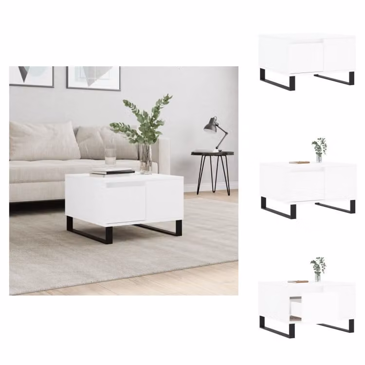 vidaXL Tavolino bianco 55x55x36,5 cm in legno - Tavolini da caffè