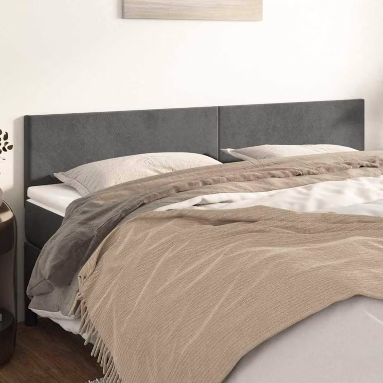 Testiera per letto vidaXL in velluto grigio scuro, L: 180 cm, P: 5 cm, H: 78-88 cm