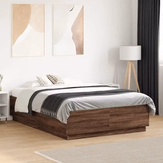 Giroletto Luci LED Rovere Marrone 135x190 cm Legno Multistrato 3209652