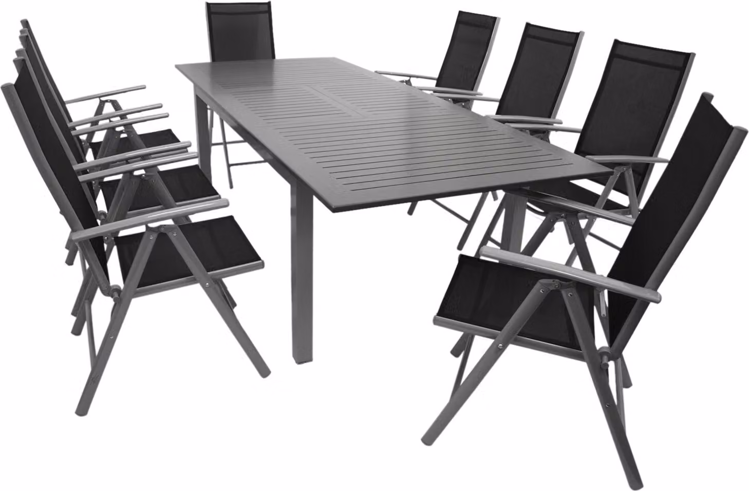 DEGAMO Set da giardino BAJAZZO 9 pezzi, alluminio grigio, resistente alle intemperie