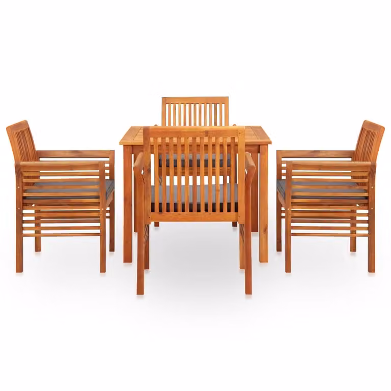 Set da Pranzo da Giardino 5 pz con Cuscini Massello di Acacia