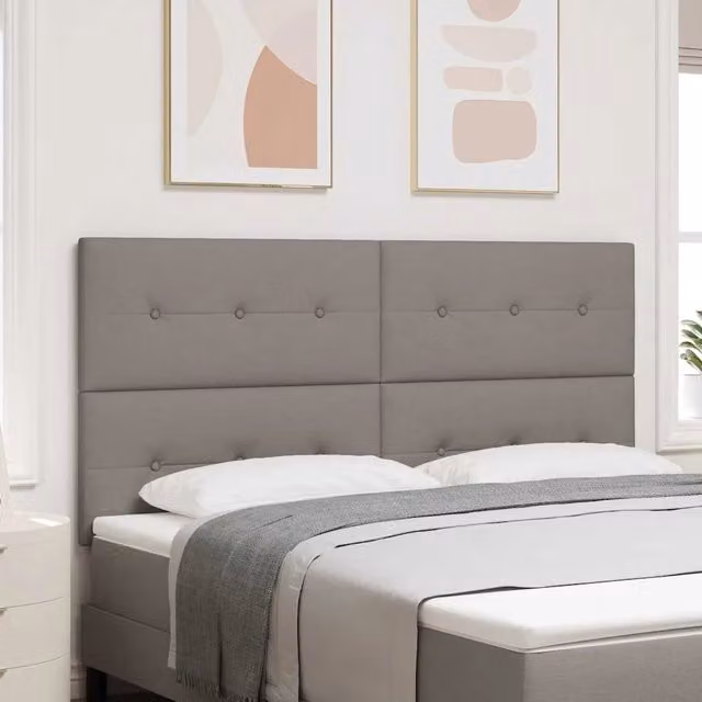 Testiera per letto regolabile in altezza vidaXL in tessuto beige o grigio con struttura in legno e pino – 1