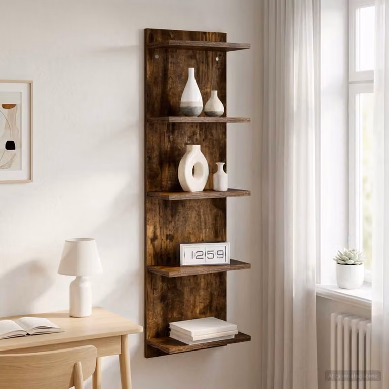 Scaffale da parete moderno vidaXL in legno color rovere fumo L/P/H: 30 x 15 x 100 cm