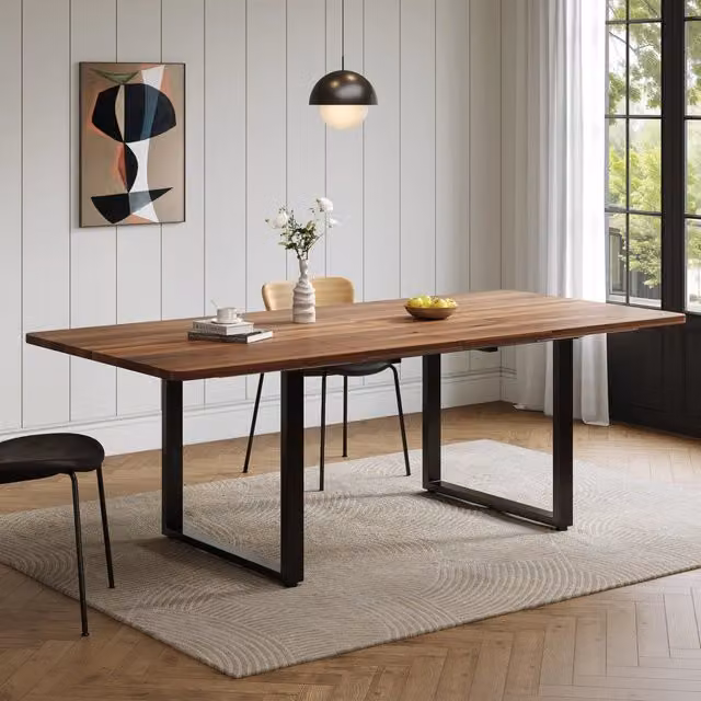 Desviae Tavolo da pranzo allungabile a tre livelli in MDF color noce da 6 a 10 persone con guide rinforzate per sala da pranzo