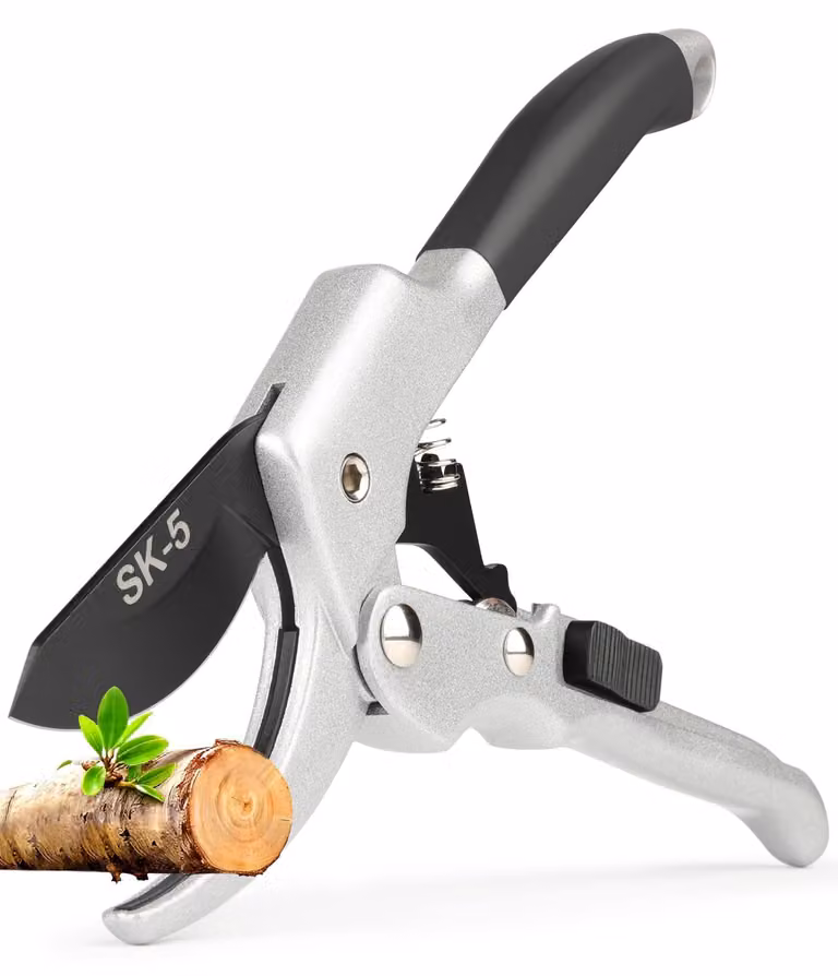 Forbice da potatura per giardino SK5, acciaio con rivestimento in teflon, ergonomica, impugnatura soft, colore nero