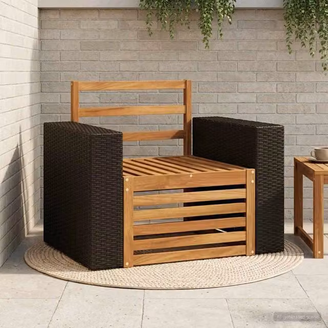 Divano centrale da esterno moderno vidaXL in legno di acacia color marrone naturale