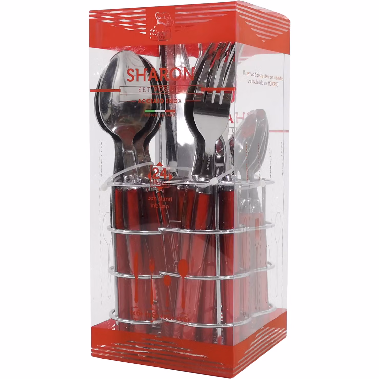 Servizio posate Sharon Gusto Casa in acciaio inox rivestito rosso, 24 pezzi – 2