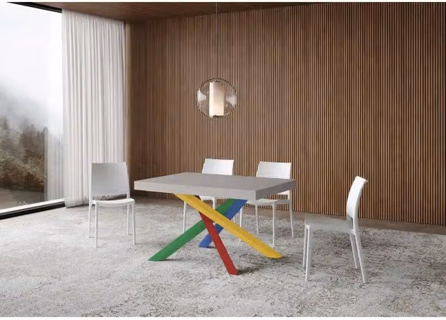 Tavolo allungabile Volantis Premium ITAMOBY con telaio a X in metallo, colore Multicolore Cashmere, L: 140/400 cm, P: 90 cm – 1