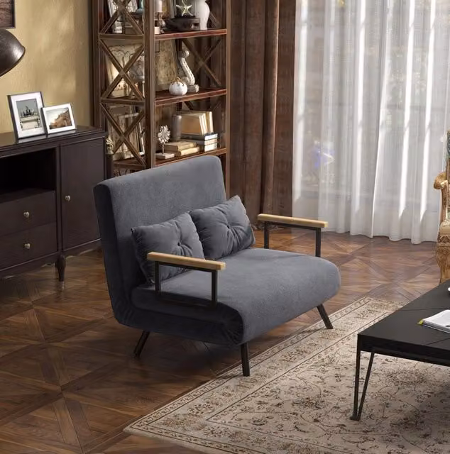 Poltrona letto 102x73x81 cm reclinabile a 5 posizioni in acciaio grigio scuro