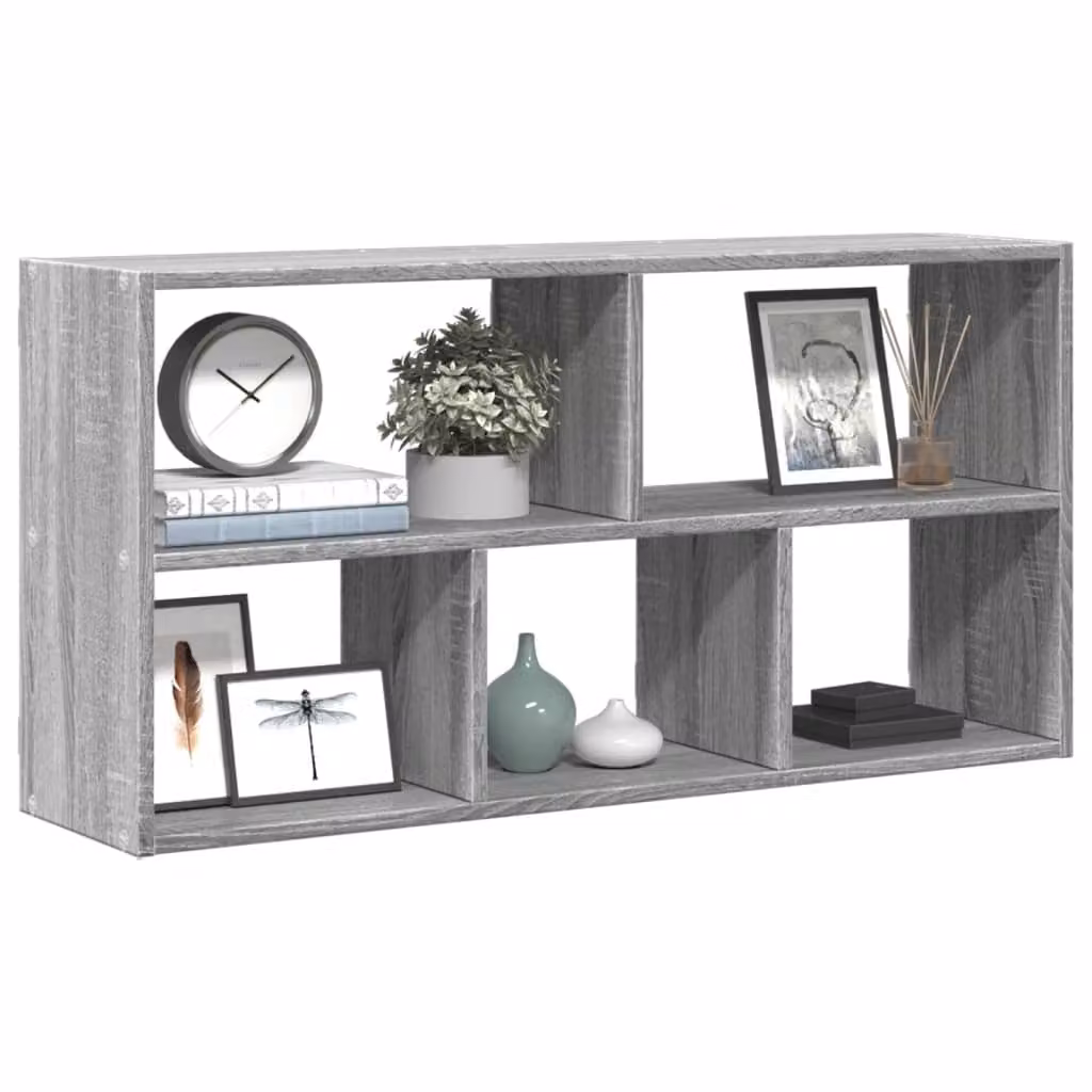 Scaffale a muro moderno vidaXL in legno multistrato e MDF, colore grigio, L 100 x P 25 x H 50 cm