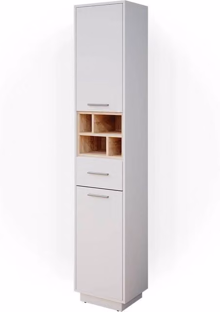 Mobile bagno alto Beatrice Vicco Bianco moderno con ante a battente e ripiani interni L/P/H: 38 x 32,5 x 190 cm – 1